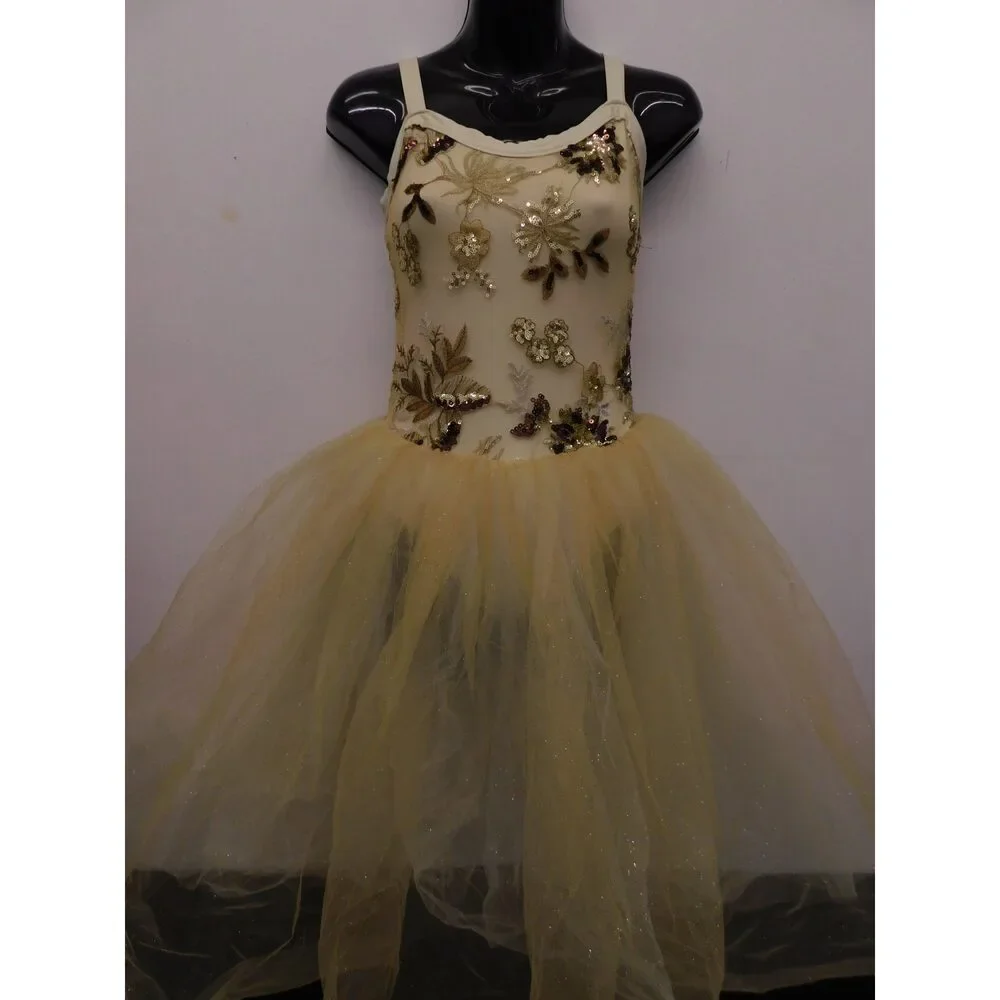 Pre-Owned Dance Costume Large Child Ivory Weissman 7966 Ballet Lyrical Sequin T